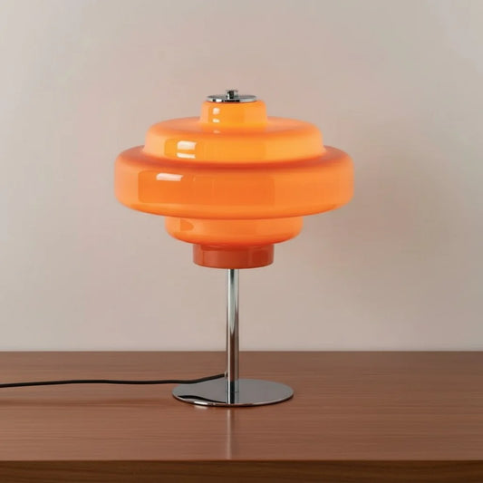 Vibrant Retro Orange Layered Glass Table Lamp