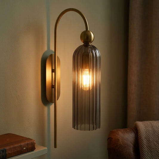 Minimalist Ribbed Tube Glass Wall Light