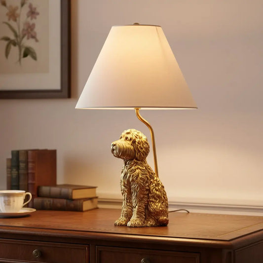 Vintage Pawdia Animal Table Lamp – Fabric Shade Decorative Lighting For Bedroom