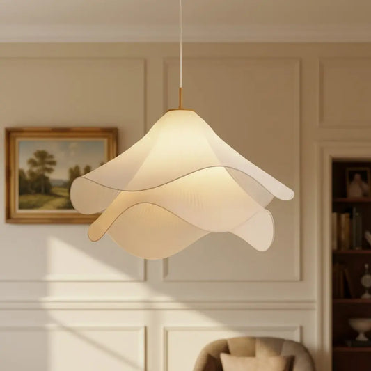 French Flower Wave Fabric Pendant Light