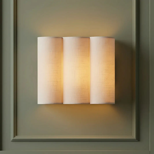 Modern Scalloped Natural Linen Wall Light