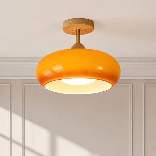 Vintage Bauhaus Glass Round Ceiling Light