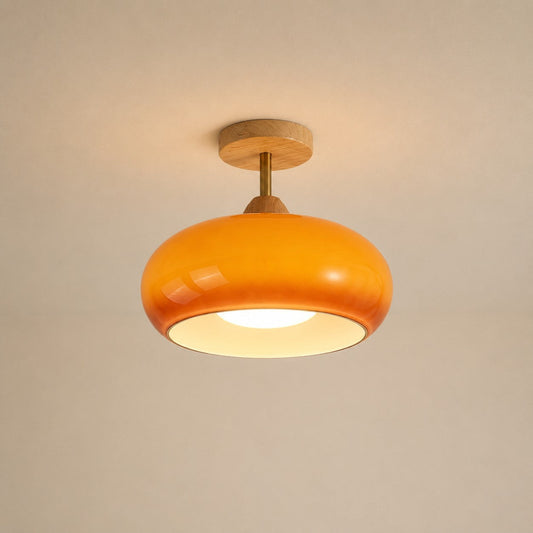 Vintage Bauhaus Glass Round Ceiling Light
