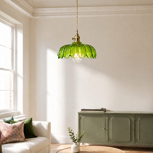 Vintage Tulip Clear Glass Pendant Light