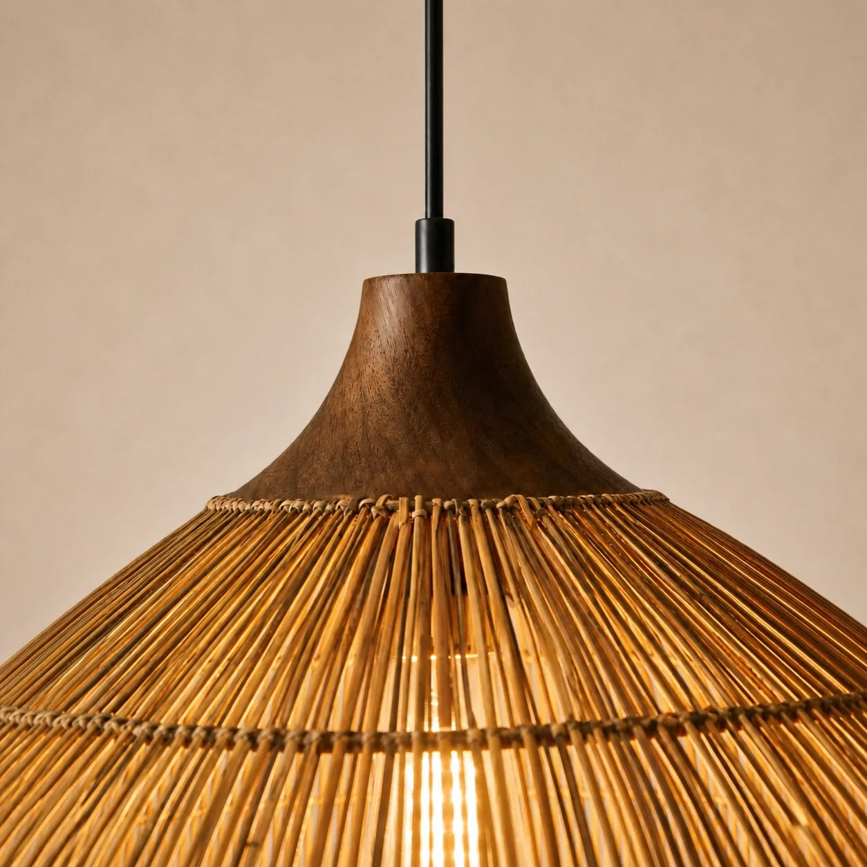 Modern Farmhouse Natural Rattan Woven Pendant Light