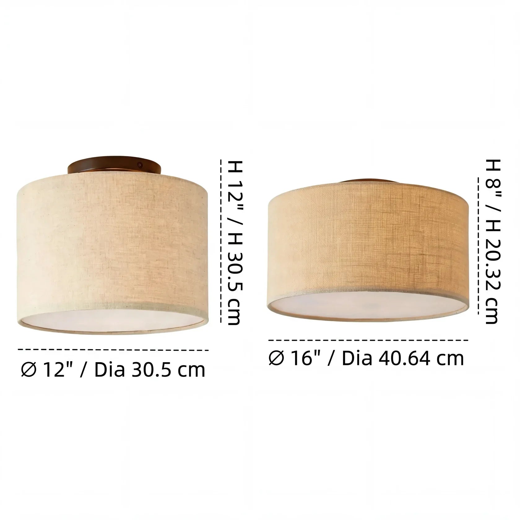 Modern Drum Flush Mount Ceiling Light with Fabric Shade for Living Room