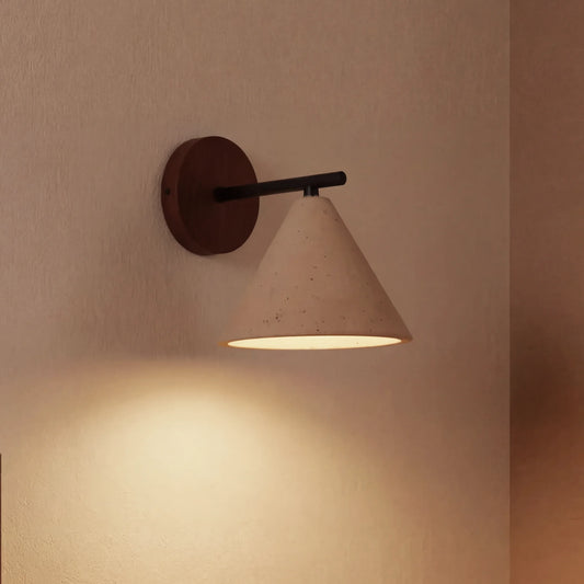 Modern Minimalist Travertine Cone Wall Sconce