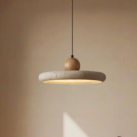Minimalist Travertine Stone Disc Pendant Light
