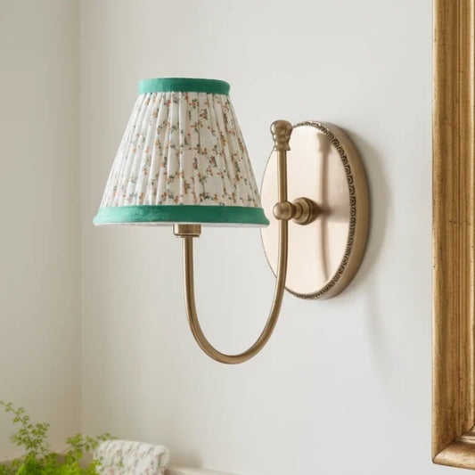 Modern Floral Fabric Brass Wall Lamp
