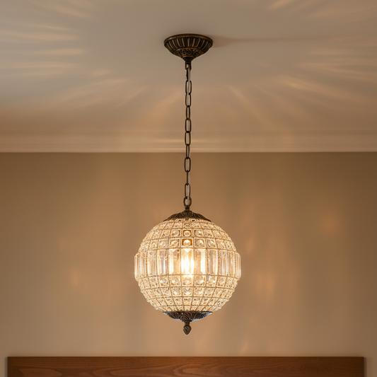 Luxury Vintage Crystal Globe Chandelier