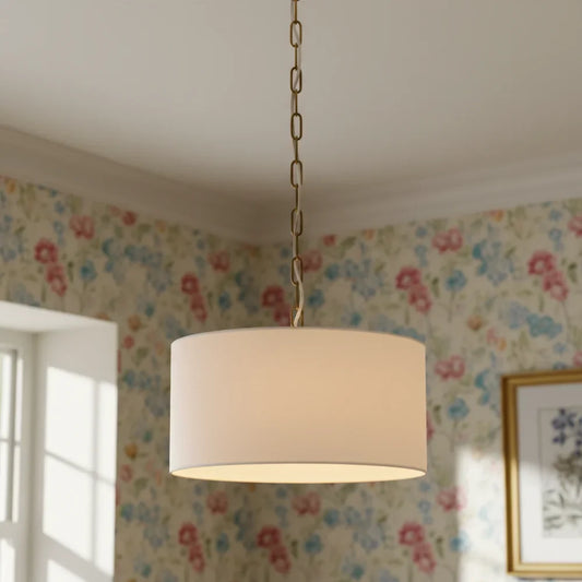 Modern Minimalist Linen Drum Pendant Light