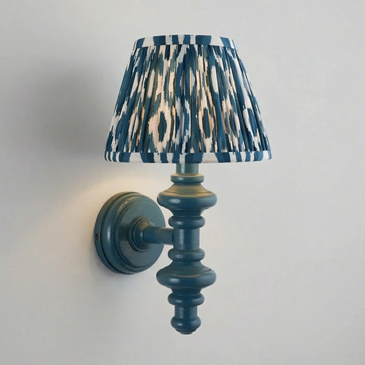 Modern Gray-Blue Column Wall Lamp with Blue Textured Lampshade