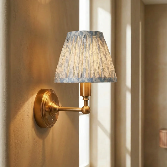 Modern Rechargeable Touch LED Wall Lamp with Blue Linen Shade