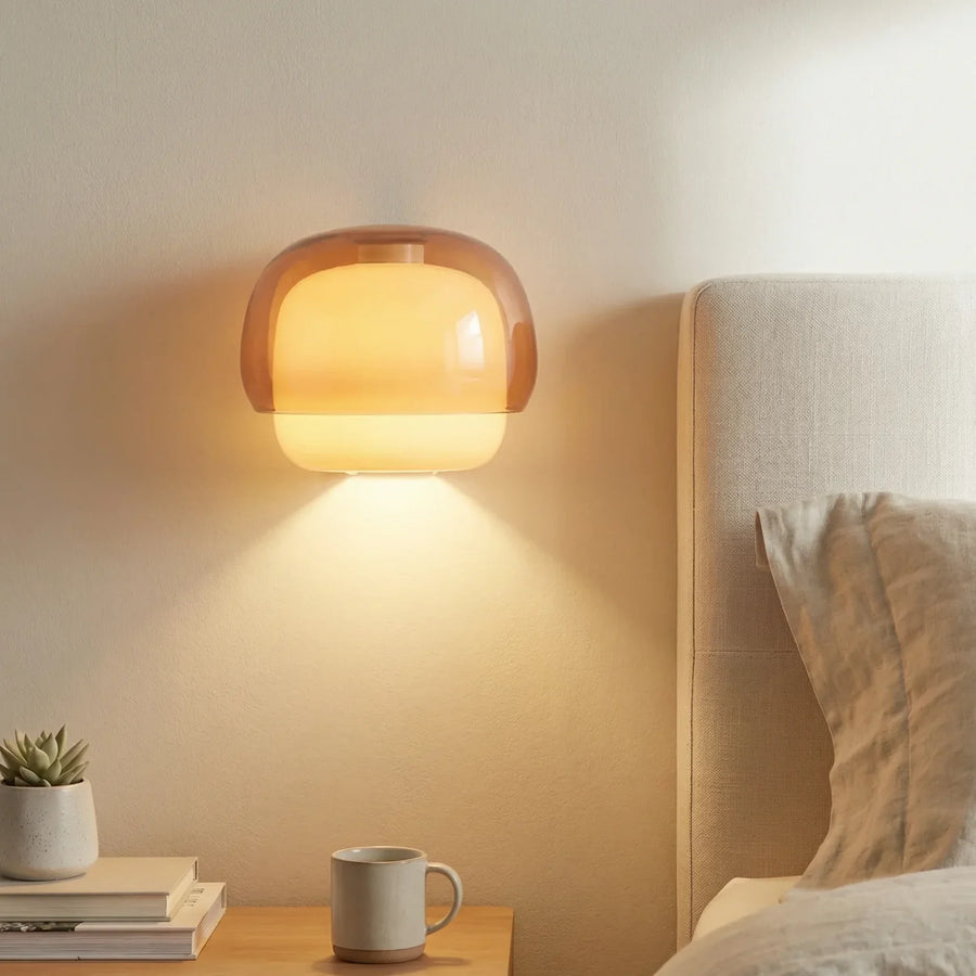 Vernon Minimalist Coloured Glass Mushroom Wall Light