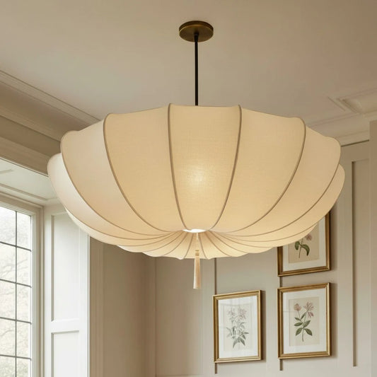 Minimalist Round Fabric Shade Pendant Light