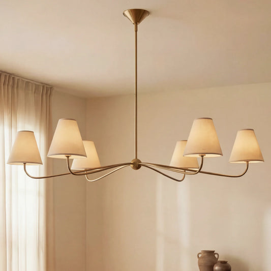Modern Metal Linen Lampshade Multi-Head Chandelier