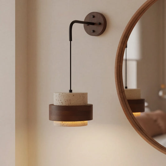 Modern Natural Cylinder Travertine Wall Lamp