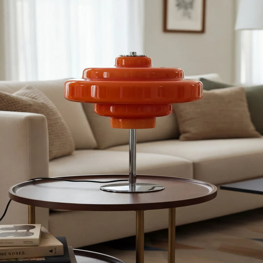 Vibrant Retro Orange Layered Glass Table Lamp