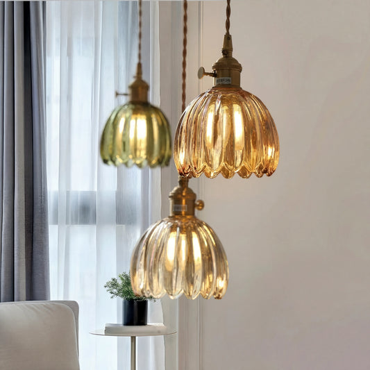 Vintage Flower Glass Pendant Light