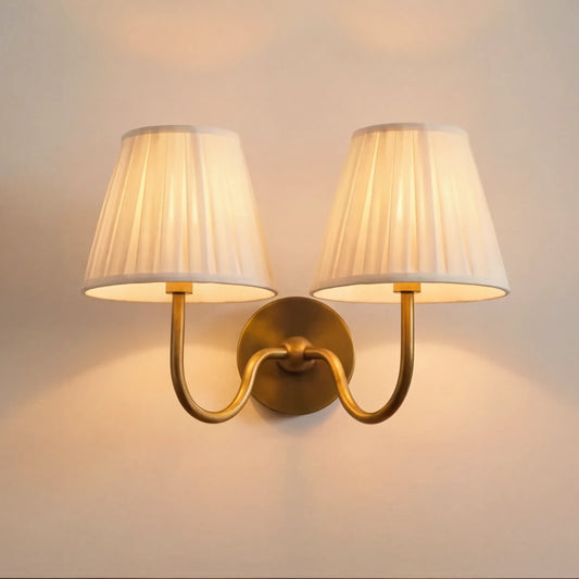Modern Luxury Linen Pleated Brass Wall Lamp