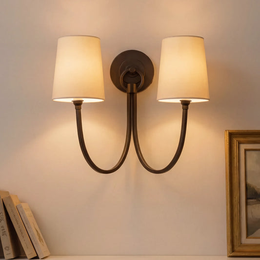 French-Style Vintage Linen Double Wall Lamp