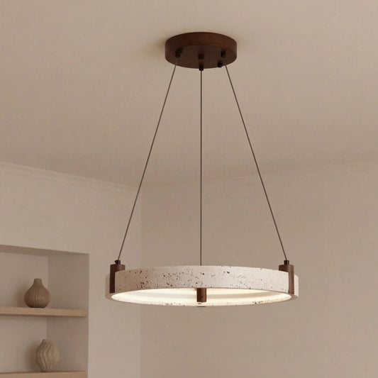 Modern Natural Travertine Ring LED Pendant Light