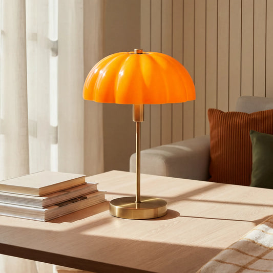 Modern Orange Pumpkin Shaped Table Lamp For Bedroom Nightstand