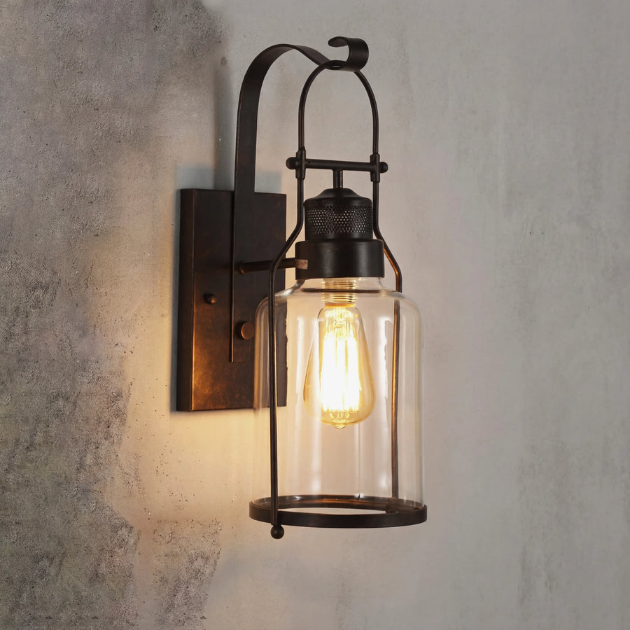 Vintage Industrial Glass Metal Wall Light