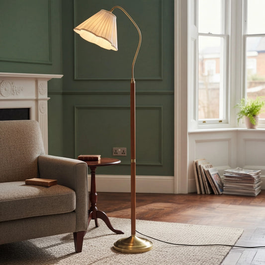 Vintage Fabric Flower Shade Floor Lamp