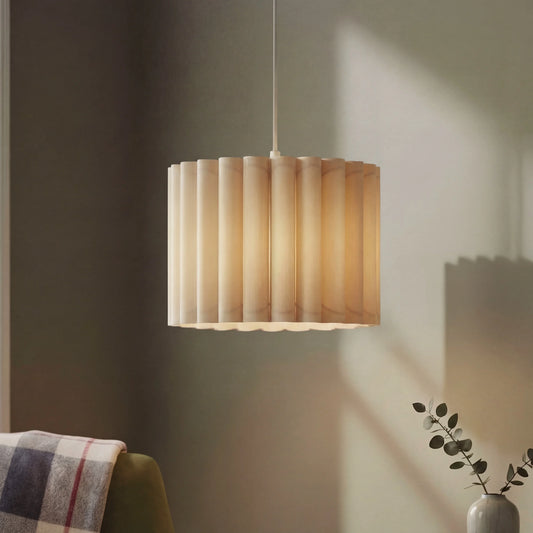 Modern Minimalist Beige Linen Shade Pendant Light