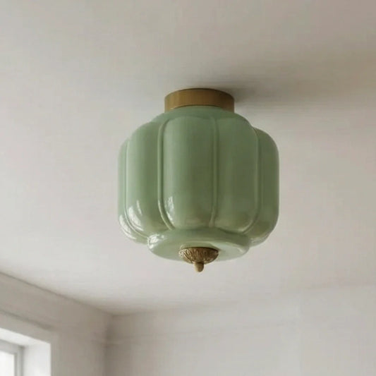 Evelyn Elegant Milk Glass Eloise Flush Mount Ceiling Light
