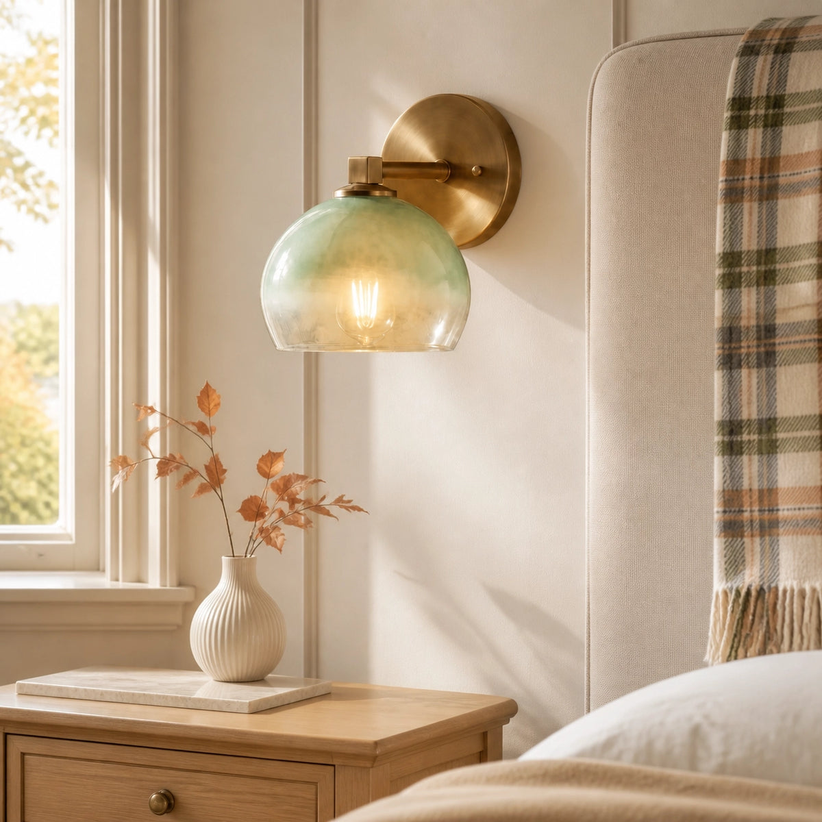 Adrian Vintage Brass Glass Globe Bathroom Vanity Light Over Mirror