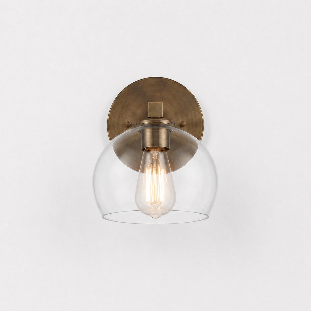 Adrian Vintage Brass Glass Globe Bathroom Vanity Light Over Mirror