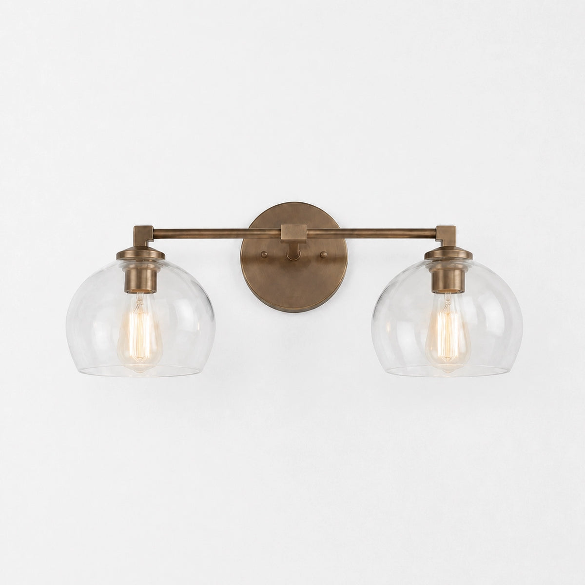 Adrian Vintage Brass Glass Globe Bathroom Vanity Light Over Mirror