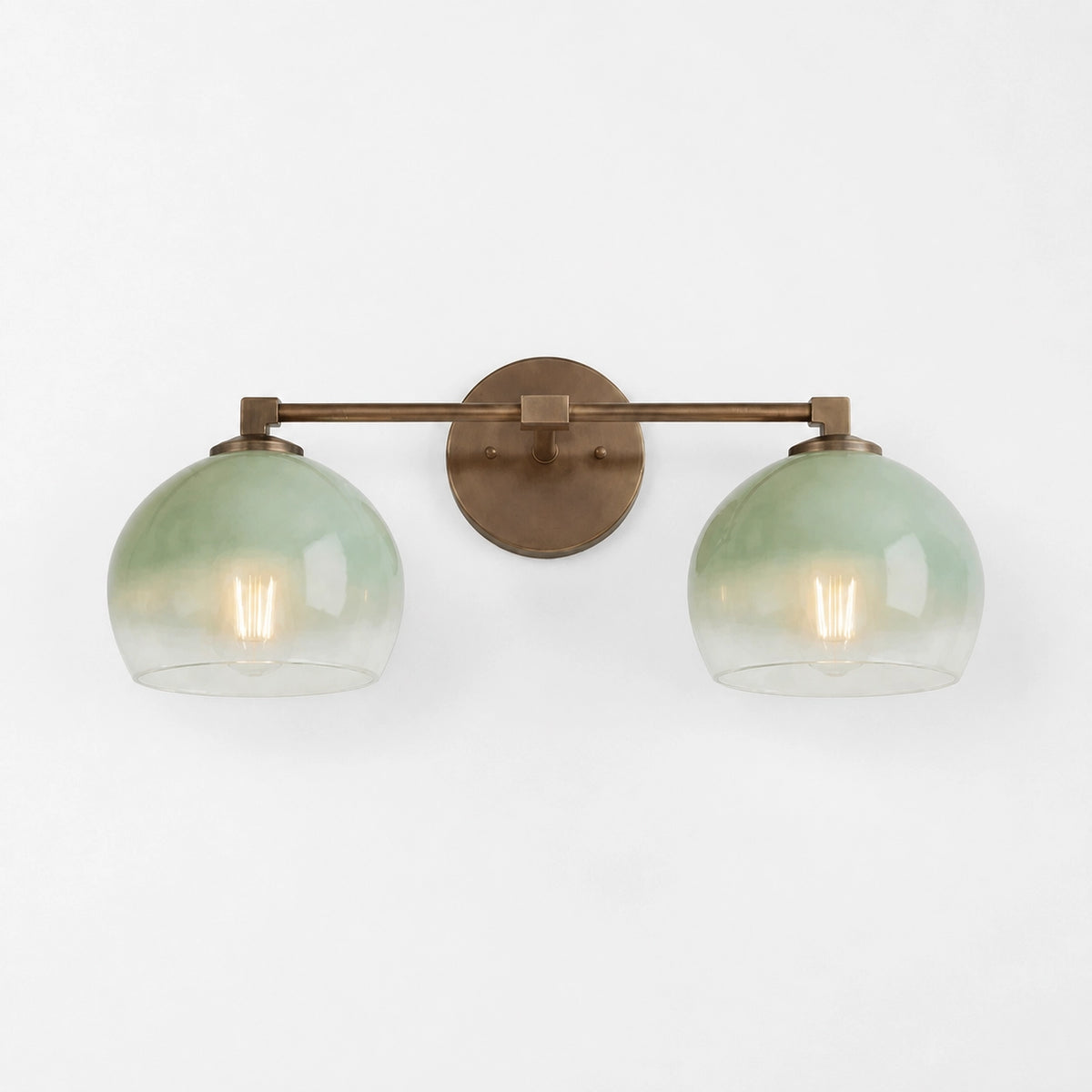 Adrian Vintage Brass Glass Globe Bathroom Vanity Light Over Mirror