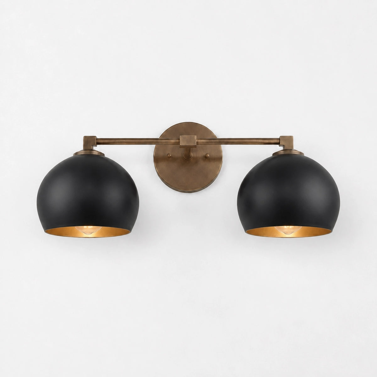 Adrian Vintage Brass Glass Globe Bathroom Vanity Light Over Mirror