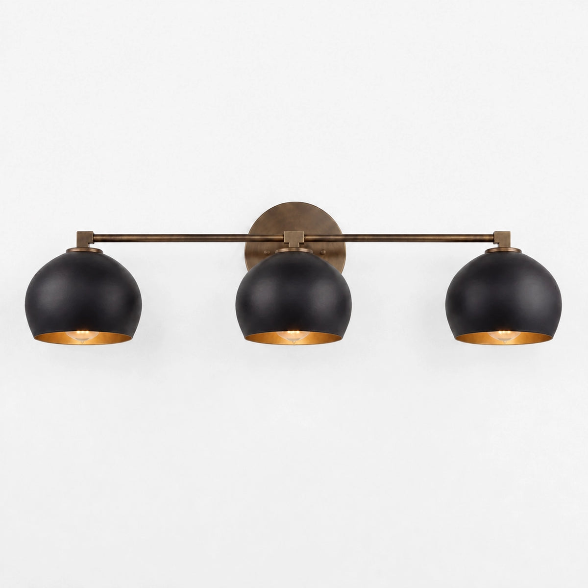 Adrian Vintage Brass Glass Globe Bathroom Vanity Light Over Mirror