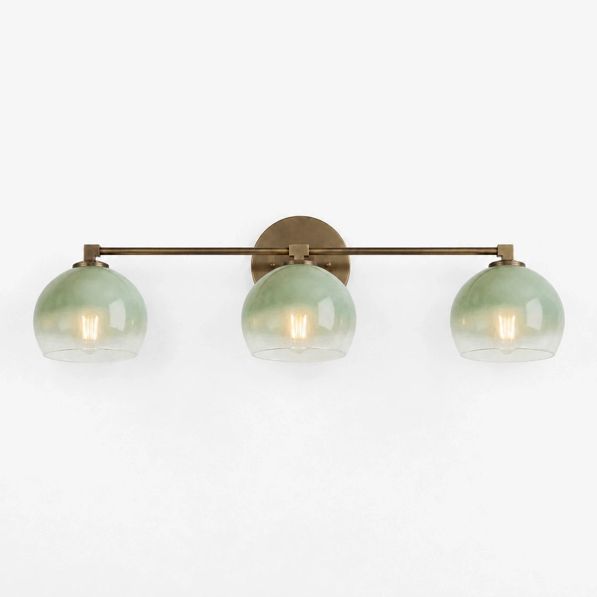 Adrian Vintage Brass Glass Globe Bathroom Vanity Light Over Mirror