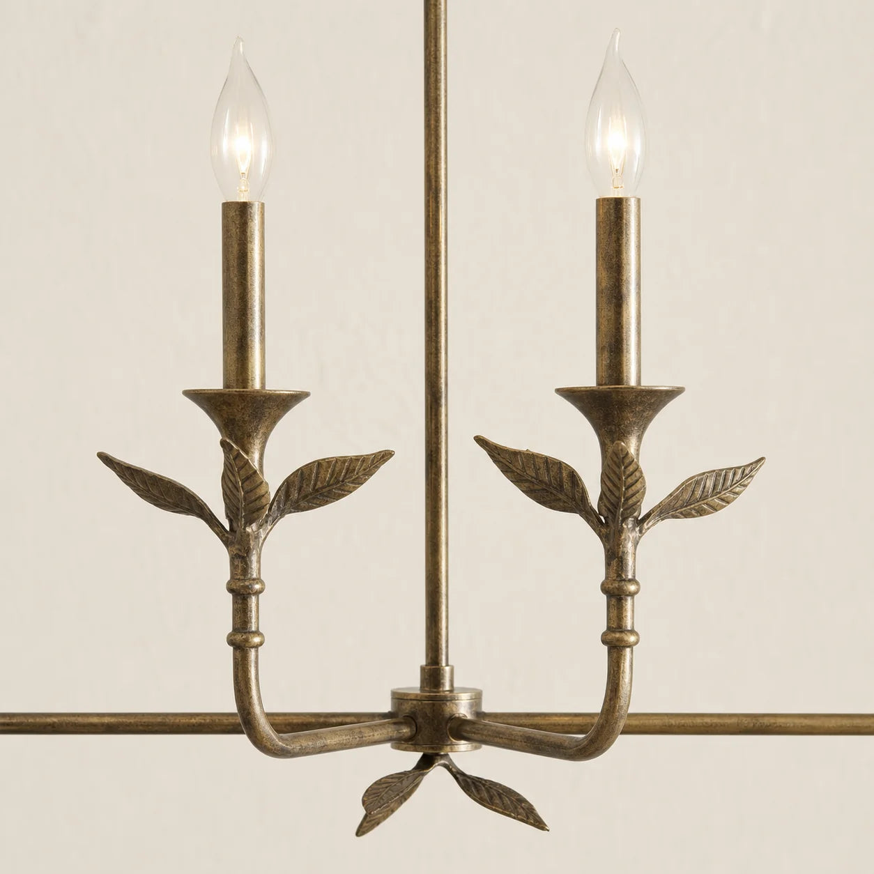 Antique Brass 6-Light Botanical Forged Iron Chandelier