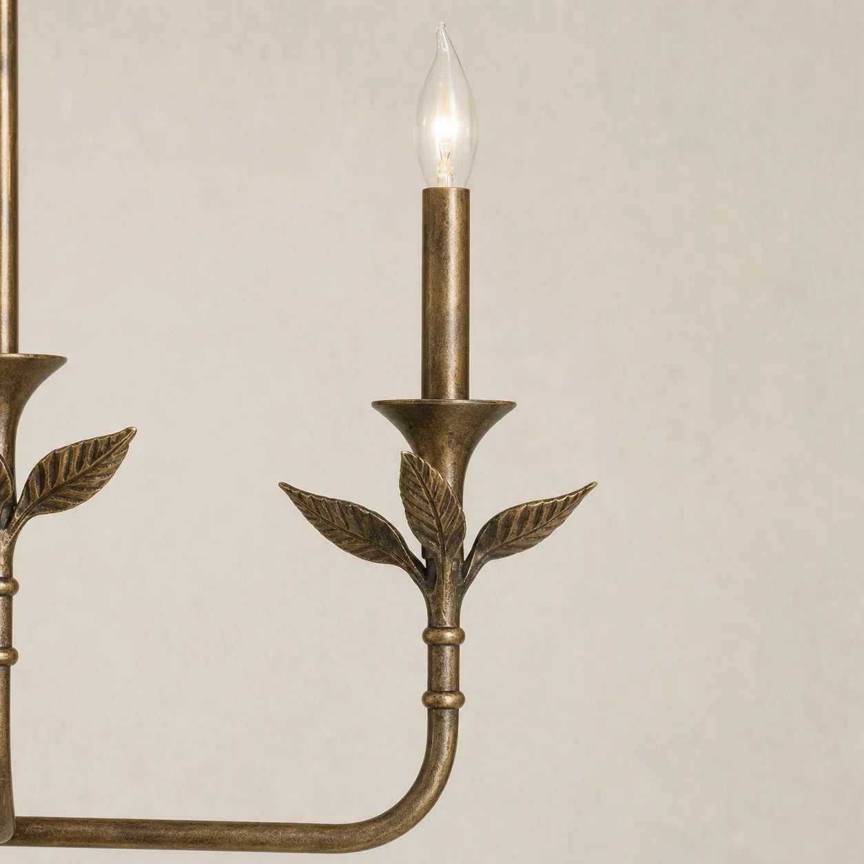 Antique Brass 6-Light Botanical Forged Iron Chandelier