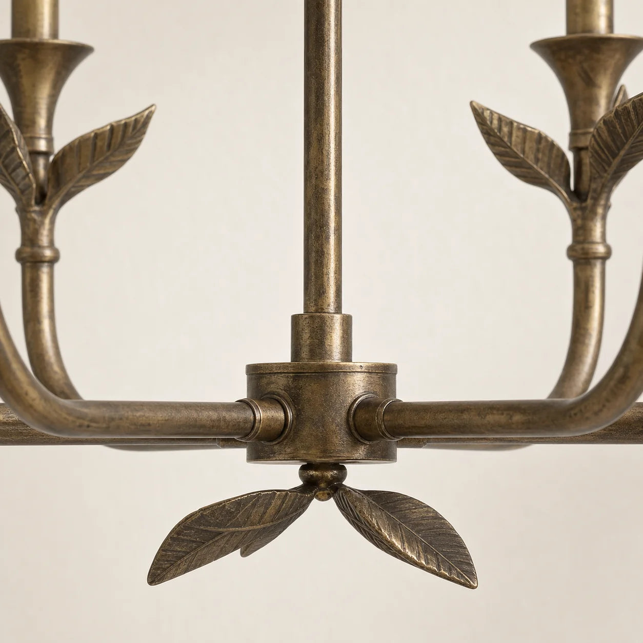 Antique Brass 6-Light Botanical Forged Iron Chandelier