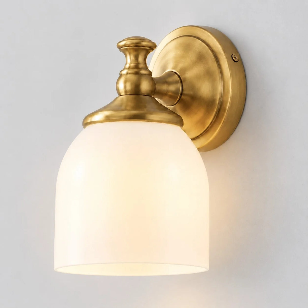 Vintage Antique Brass Milk Glass Wall Sconce