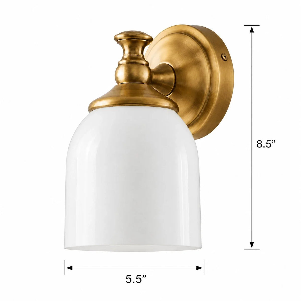 Vintage Antique Brass Milk Glass Wall Sconce