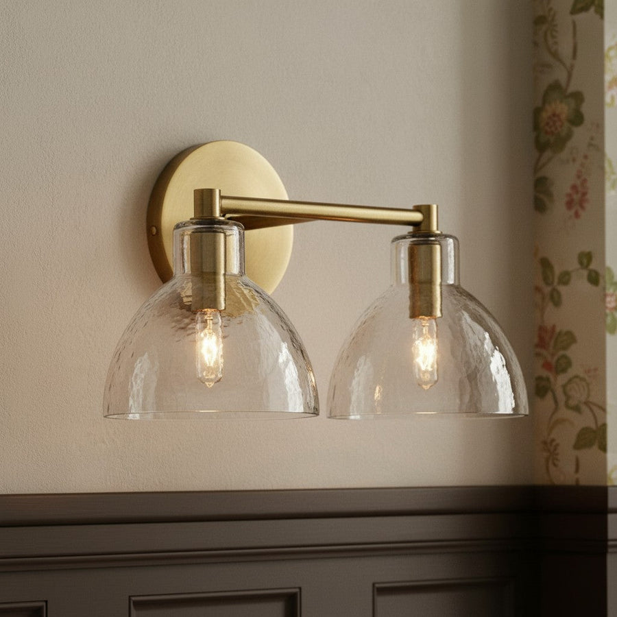 Antique Brass Glass Wall Sconce