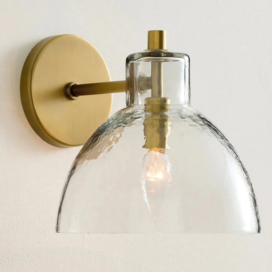 Antique Brass Glass Wall Sconce