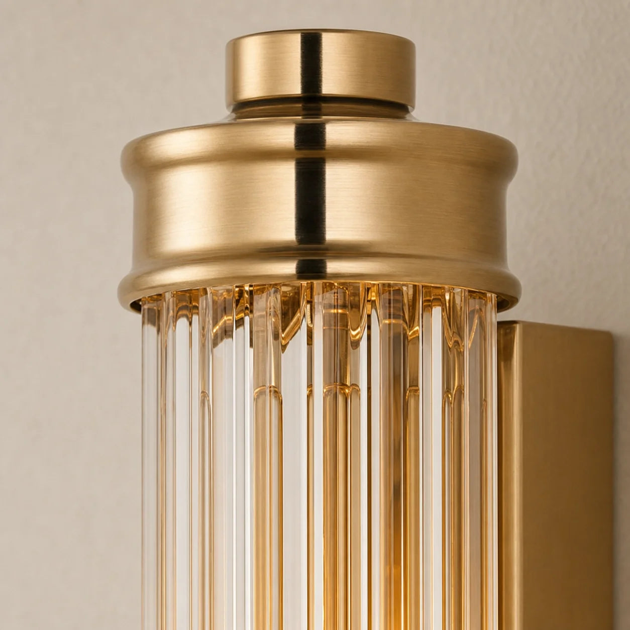 Art Deco Vertical Ribbed Glass Cylindrical Wall Sconce