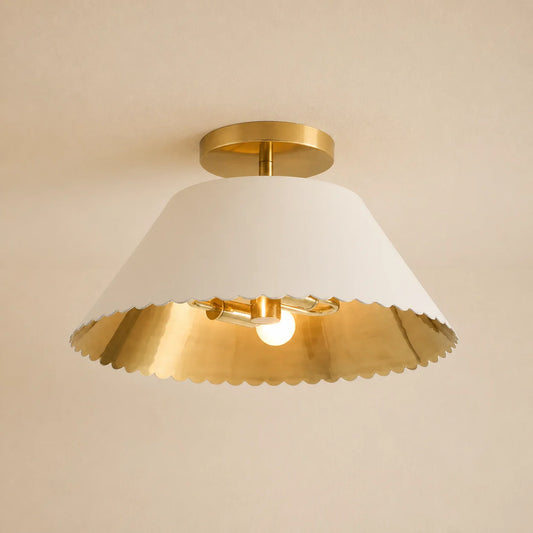 Arwen Modern Scalloped Leather Brass Ceiling Lamp