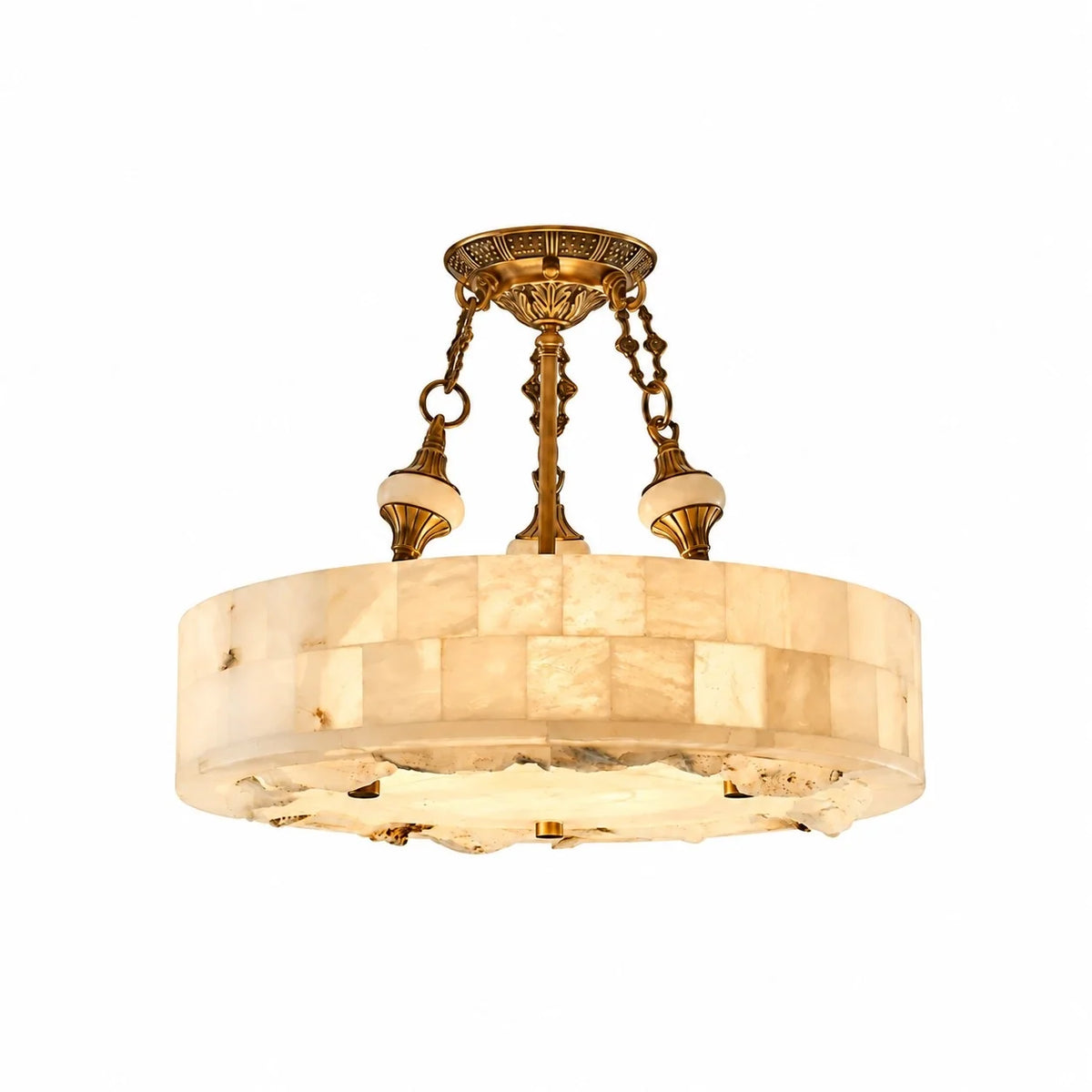 Aurevia Modern Natural Alabaster Brass Chandelier