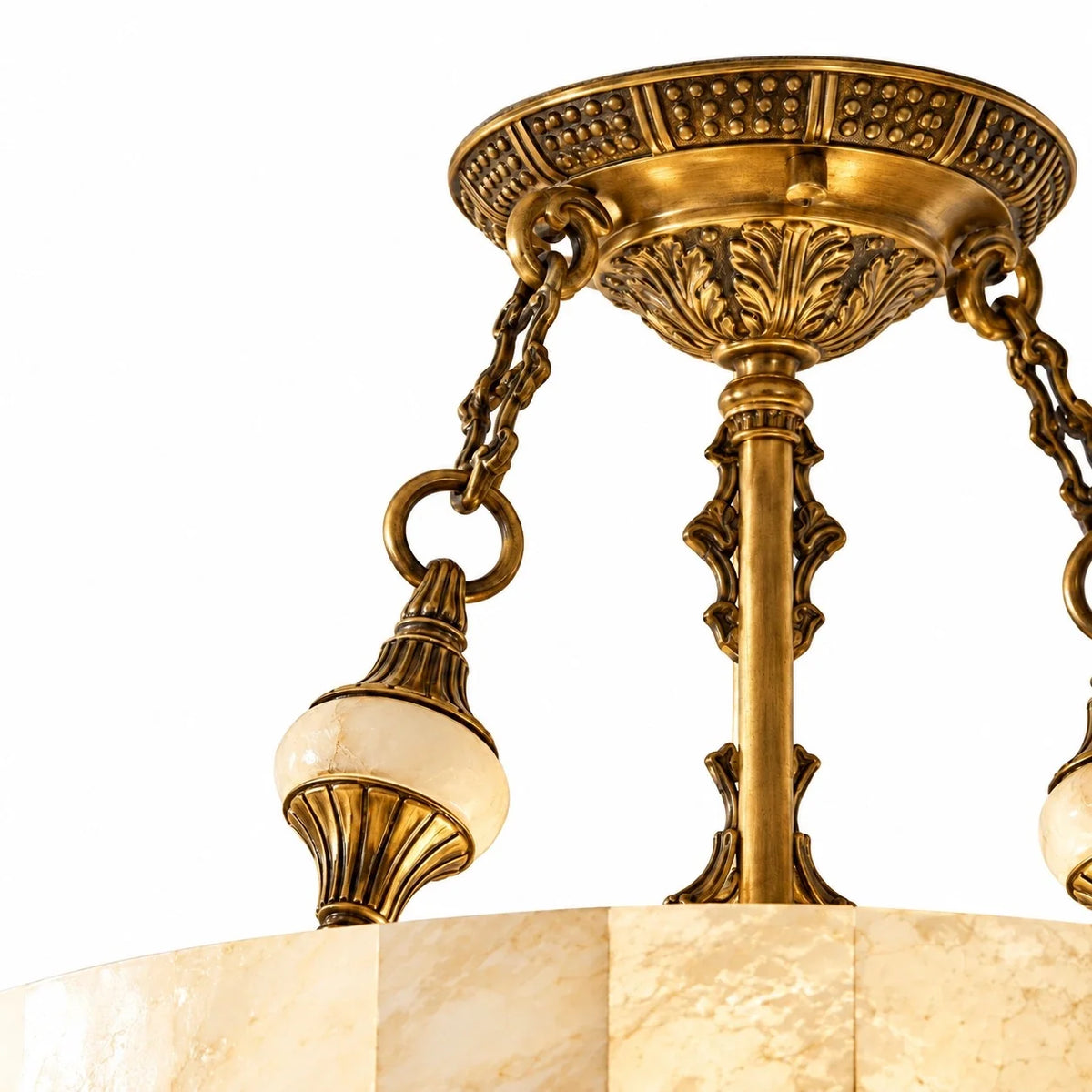 Aurevia Modern Natural Alabaster Brass Chandelier