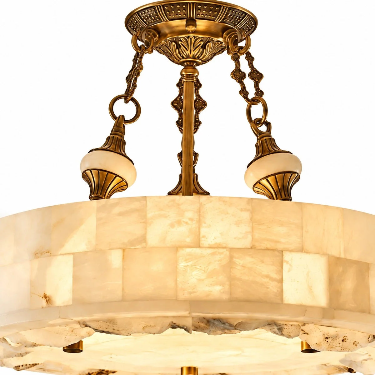 Aurevia Modern Natural Alabaster Brass Chandelier